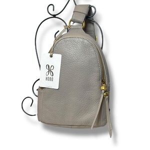 Hobo Fern Sling Bag Taupe Pebbled Leather Crossbody Convertible Backpack  $198